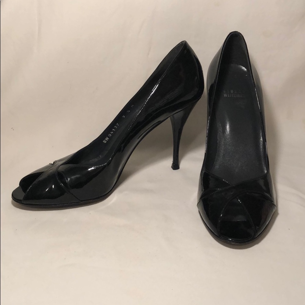 Stuart Weitzman patent peep toe